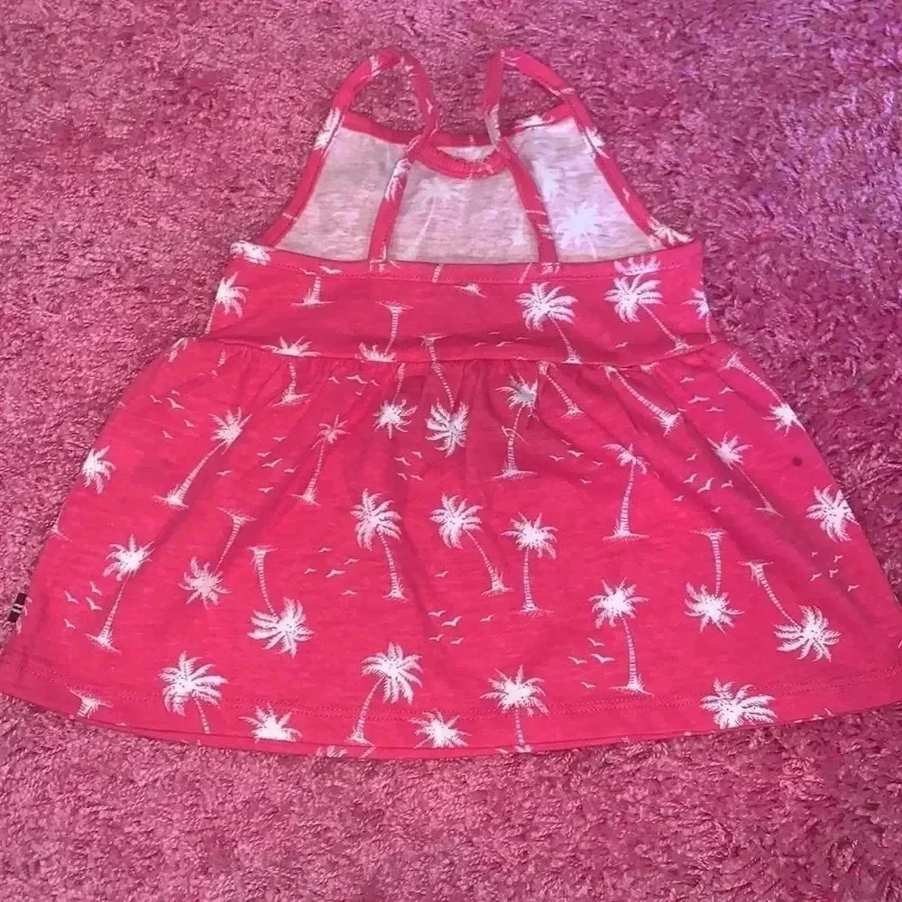 Nautica Pink White Palm Tree Toddler Dress Size 2T